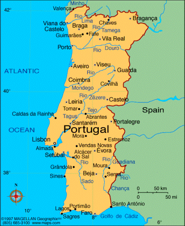 carte geographique du portugal - Image